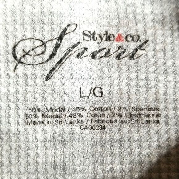 Style & Co. Hoodie Womens Large Waffle Knit Grey Full Zip Sport Solid Chore - Picture 2 of 9